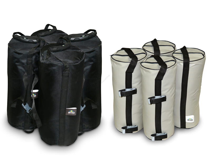 Zestaw obciążników do namiotu 3x6 i 4x8: 4 obciążniki piaskowe 27,5 kg i 4 obciążniki piaskowe 16 kg