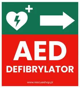 Zestaw naklejek informacyjnych AED + instrukcja obsługi